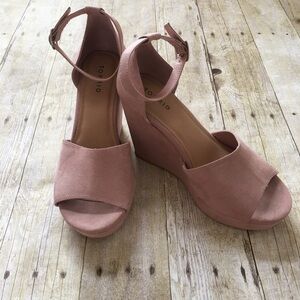 Torrid Faux Suede Peep Toe Wedge Heels